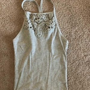 Size XS Light Grey Lace Neck Tan Aeropostale